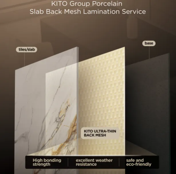 KITO CERAMICS의 외장 조리대용 도자기 슬래브 후면 메쉬 보강재